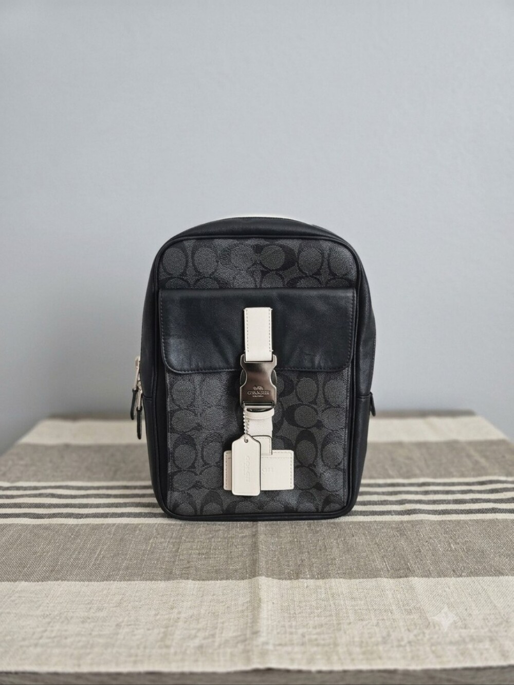 Coach Track Pack In Signature Canvas, Style C6645, Gunmetal/Charcoal Chalk - Picture 3 of 17